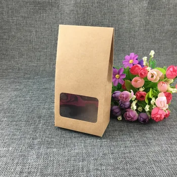 50stk/masse 16*8*5cm gave pap bokse med vindue gaveæsker engros krog brunt papir box emballage æske