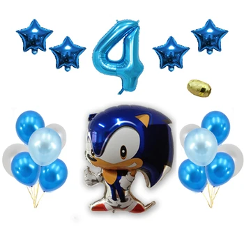 Gratis Forsendelse 21pcs Sega Sonic the Hedgehog Super Hero Dobbelt Side Folie Ballon Party Latex balloner dekoration forsyninger Bånd