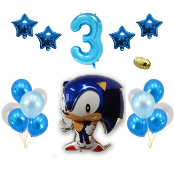 Gratis Forsendelse 21pcs Sega Sonic the Hedgehog Super Hero Dobbelt Side Folie Ballon Party Latex balloner dekoration forsyninger Bånd