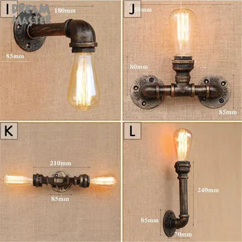 Loft-Industriel strygejern rust væglampe med afbryder vandrør retro væg lampe Vintage e27 sconce belysning indendørs indretning og inventar