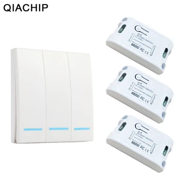 QIACHIP 433Mhz Smart Wireless Skifte Lys RF-Fjernbetjening AC 110V 220V Modtager Wall Panel Tryk på Knappen Soveværelse Loft Lampe