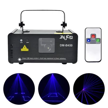 AUCD IR-Lyd Fjernbetjening 8 CH DMX 450mW Blå Linje Ray Scanner Laser Projektor Lys Disco Fest med DJ Effekt Viser Scenen Array Belysning