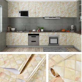 Vandtæt Olie-bevis PVC Marmor-Tapet Kontakt Paper Wall Stickers Selvklæbende Badeværelse, Køkken Bordplade Hjem Forbedring