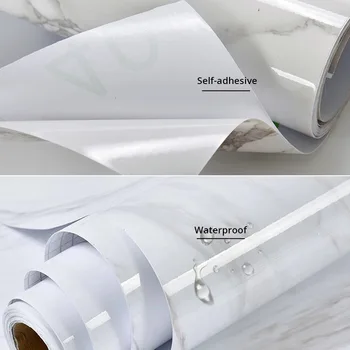 Vandtæt Olie-bevis PVC Marmor-Tapet Kontakt Paper Wall Stickers Selvklæbende Badeværelse, Køkken Bordplade Hjem Forbedring