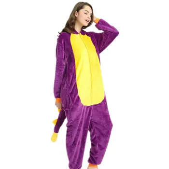 Dropship Voksen Høj Kvalitet Purple Dragon Dinosaur Kigurumi Onesies Nattøj Dyr Anime Tegnefilm Pyjamas Cosplay Kostumer