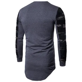 2017 Lang T-shirt Mænd Camouflage t-Shirt Herre Hip Hop Mode Grid Design Camo Ærmet T-Shirt, Toppe Tøj Streetwear M-XXXL