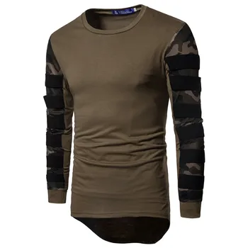 2017 Lang T-shirt Mænd Camouflage t-Shirt Herre Hip Hop Mode Grid Design Camo Ærmet T-Shirt, Toppe Tøj Streetwear M-XXXL