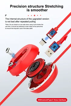 Elough 3i1 Magnetiske Kabel-3A Hurtig opladning 3.0 Udtrækkeligt USB-Kabler til iPhone, Samsung, Huawei Xiaomi micro Hurtig Opladning Kabel
