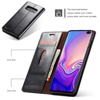 Læder Phone Case for Samsung Galaxy S10 Magnetisk Flip Wallet Case Cover for Galaxy S10 S20 Plus Note 9 Note 10 S9 Coque Capa