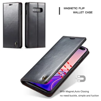 Læder Phone Case for Samsung Galaxy S10 Magnetisk Flip Wallet Case Cover for Galaxy S10 S20 Plus Note 9 Note 10 S9 Coque Capa