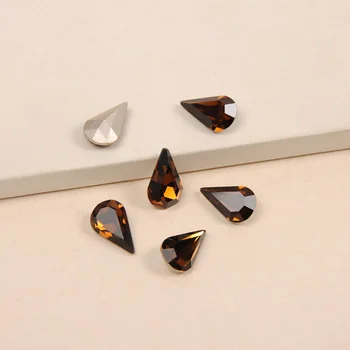YANRUO 4300 Høj Kvalitet Negle Rhinestone pæreformede Røget Topaz Farve Krystal Glas Rhinestones For Negle 3D Nail Art Perler