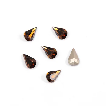 YANRUO 4300 Høj Kvalitet Negle Rhinestone pæreformede Røget Topaz Farve Krystal Glas Rhinestones For Negle 3D Nail Art Perler