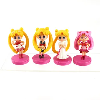 4stk/set 4Styles Sailor Moon Tsukino Usagi PVC Figur Legetøj Anime Tegnefilm Samling Model Dolls