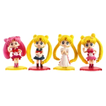 4stk/set 4Styles Sailor Moon Tsukino Usagi PVC Figur Legetøj Anime Tegnefilm Samling Model Dolls