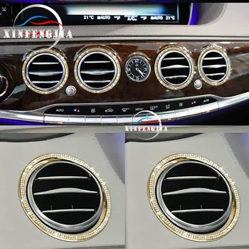 For Mercedes-Benz S-Klasse W222 14-2016 6x Sølv Guld Krystal Stil Center Front Air Outlet Ring Trim Dække