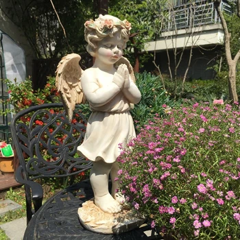 Offentlig Harpiks Angel Girl Statue Ornamenter Indre Gårdhave Figurer Dekoration Villa Park Landskab Skulptur Indretning Håndværk