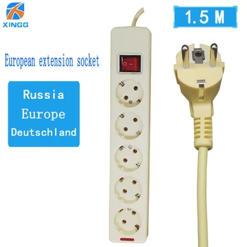 EU-Europæisk Stik stikdåse Med afbryder AC Elektrisk 4/5/6 Forretninger Udvidelse Stik Ledning Kabel 1,5 M 16A 250V