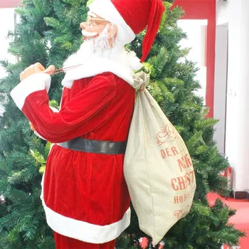 JO LIVET Jul Jute Taske Santa Claus gavepose Draw String Slag Kostume Weihnachten Natale Decorazioni