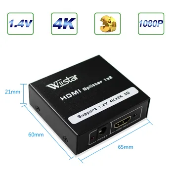 Wiistar HDMI Splitter-1 × 2 HDMI 1.4 Converter 1080P 1 I 2 Ud Switcher 4Kx2K HDMI Switcher 2-Port
