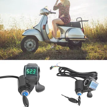 Ny El-Cykel Tommelfinger Gas Med LCD-Digital Batteri Spænding Display Hastighed Skifte E-Bike E Scooter Håndtere Tommelfinger Gas