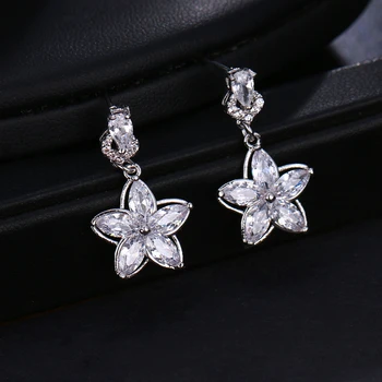 Søde Sølv Farve CZ Zircon Blomst Stud Øreringe med Bling Crystal Earings Nitter Mode Smykker koreanske Øreringe til Kvinder Girl