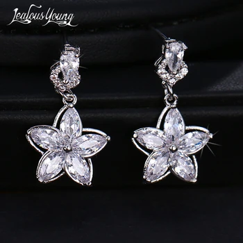 Søde Sølv Farve CZ Zircon Blomst Stud Øreringe med Bling Crystal Earings Nitter Mode Smykker koreanske Øreringe til Kvinder Girl