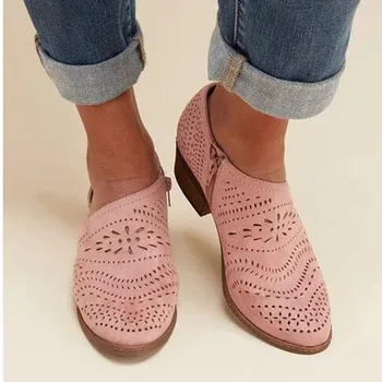 Kvinder Pink Flade Sko Åndbar Fast Spids Tå Hule Design Romerske Sko Solid Kvindelige Fodtøj Chaussures Femme