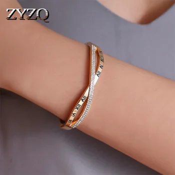 ZYZQ Nye Trendy Høj Kvalitet Armbånd Til Kvinder Mode-Twist Design, Med Særligt Brev Graveret Sølv, Forgyldt Gylden Farve Juvel