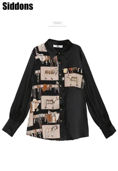 Elegant Bluse Shirt Kvinder Retro Tørklæde Print-Knappen Design langærmet Skjorte Kontor Dame Grundlæggende Blusas dropshipping