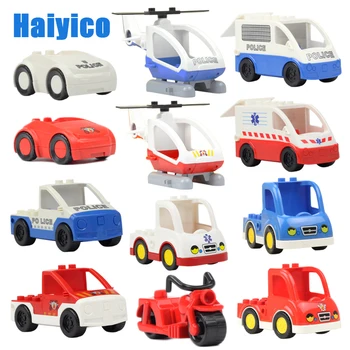 Køretøj Model Uddannelse Stor Byggesten Tilbehør Kompatible Med Duplo Bil, Fly Politifolk Transport Barn Legetøj