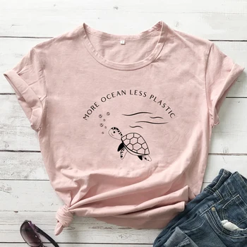 Mere Ocean Mindre Plastic-T-Shirt Sød Kvinder Gemme Skildpadde Øko Tshirt Sjove Unisex Grafisk Miljø-Shirts Toppe Drop Shipping