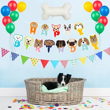 Fowecelt 2021 Hund Fest Dekoration Forsyninger Tillykke Med Fødselsdagen Bannere Folie Balloner Pet Fødselsdag Tema Part Indretning Anniversaire