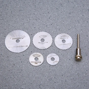 6stk 22/25/32/35/44mm HSS rundsavblade Disc Roterende Værktøj Til Bearbejdning af Træ Metal svinghjul med forlængelsesstang