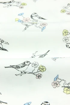 En halv meter almindelig bomuld stof med tegnefilm plum blossom fuglene, håndlavet DIY tøjet børns blød klud A697