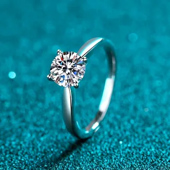 Luksus 925 Sølv Fremragende Skære D Farve Passere Diamant Test Mossanite Party Ring