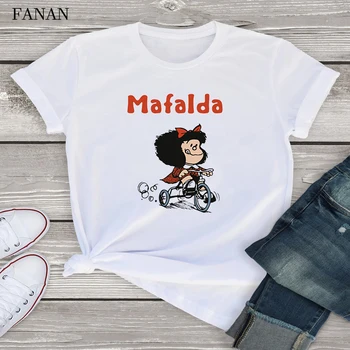 Søde tegneserie Mafalda T-shirt Kvinder Sommeren Nye Korte Ærmer Quino Tshirt Kvinder Sjove O-Neck T-shirts, Toppe Tee 90'erne Harajuku-Shirts