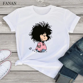 Søde tegneserie Mafalda T-shirt Kvinder Sommeren Nye Korte Ærmer Quino Tshirt Kvinder Sjove O-Neck T-shirts, Toppe Tee 90'erne Harajuku-Shirts