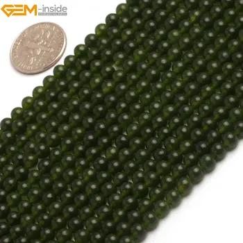 Gem-inde 4-14mm Runde Sten Perler Taiwan Grønne Jade Perler Til smykkefremstilling Perler Armbånd 15inche DIY Perler