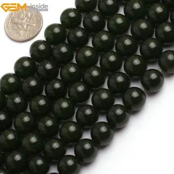 Gem-inde 4-14mm Runde Sten Perler Taiwan Grønne Jade Perler Til smykkefremstilling Perler Armbånd 15inche DIY Perler
