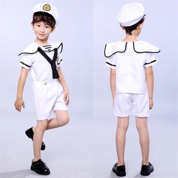 90-170 CM Kids Kostumer til Flåden Matros Uniform Halloween Cosplay Piger Part Ydeevne Drenge Marines Flåde Tøj med Hat