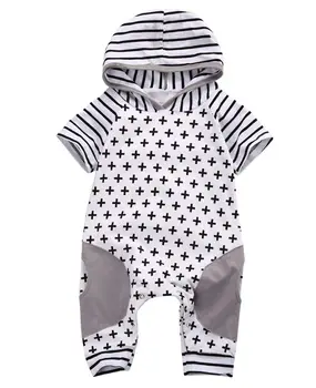 Nyfødte Baby Piger Boy Tøj Hætteklædte Romper På Tværs Af Korte Ærmer Buksedragt Søde Outfits Baby Drenge Tøj