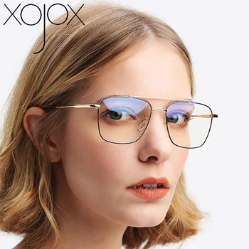 XojoX Metal Rammer Dobbelt Brige Optisk Spejl Retro Litterære Briller Frame Mode Vilde Skue Ramme