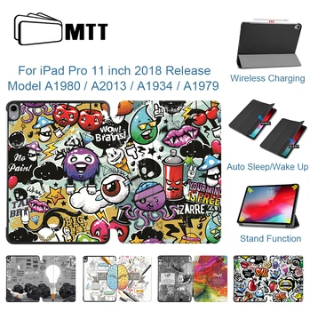 MTT PU Læder taske Til iPad Pro 11 tommer 1st Generation 2018 Folio Magnetisk Flip Stå Dække Graffiti Smart Beskyttende Funda