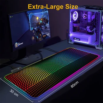 Sort farverige RGB musemåtte Gamer Tilbehør, Stort LED Musemåtte Gaming Skrivebord Måtter 90x40cm/80x30cm PC Skrivebord Spille Måtten med Baggrundsbelyst