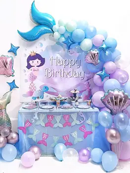 Lille Havfrue Hale Ballon Guirlande-Sæt Latex Ballon Arch for Mermaid Party Baby Shower, Bryllup Pige Fødselsdag Dekoration