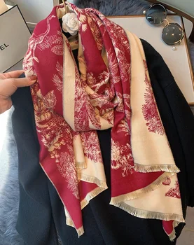 2020 Japansk stil Efteråret dame mode udskrive to-sidet cashmere Tørklæde vinteren holde varm uld Super store Populære kvaster Sjaler
