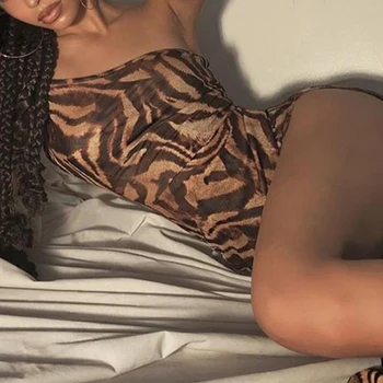 Nye Hugcitar leopard print uden ærmer sexet Ene Skulder midi kjole foråret kvinder fashion streetwear Christmas party outfits