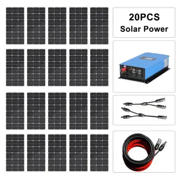 ECOWORTHY 2000W Solar Panel System Kit: 20*100 W solpanel 2000W Grid Tie Ren Sinus Inverter Solenergi System Til Hjem kits