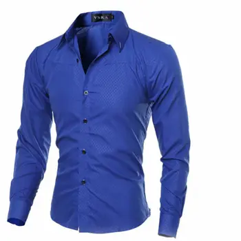 2020 Foråret Efteråret Mænd langærmet Skjorte Formelle Slim Fit Turn-down Krave Business Kjole Masculina Mandlige Bluse Shirt