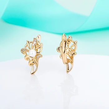MAIKALE Mode Design Blomst Stud Øreringe med Perle CZ Geometriske Guld med Cubic Zirconia Øreringe til Kvinder Smykker Gaver